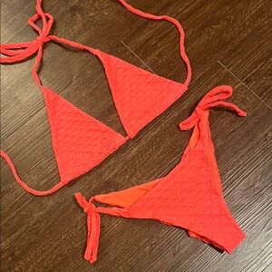 Demon Bikini Women’s Coral Crush Textured Bikini Set Tie Side Bottom XS/S